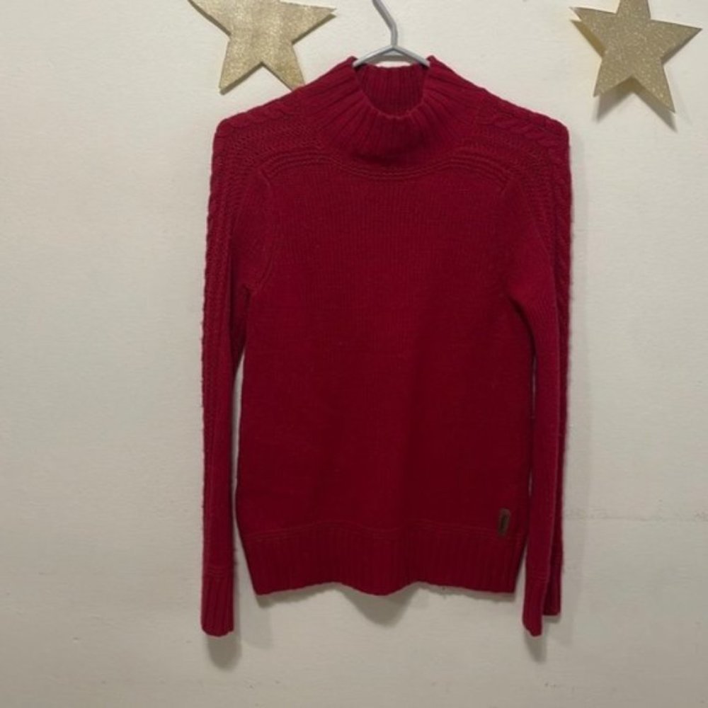 ROOTS women’s cable knit shoulders red sweater wool cashmere blend size xs